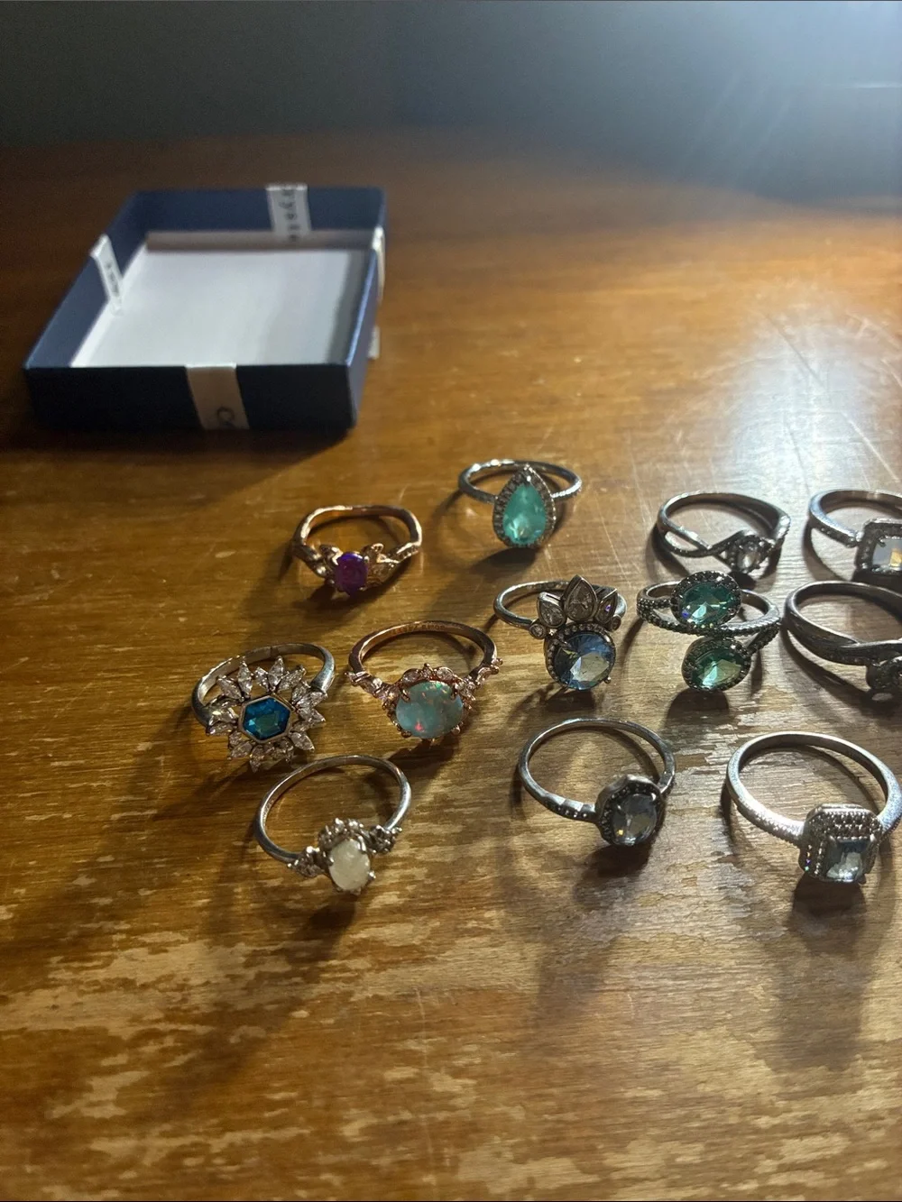 Mixed Gemstone Silver-Tone Rings Set - Multi Color - Picture 3 of 4